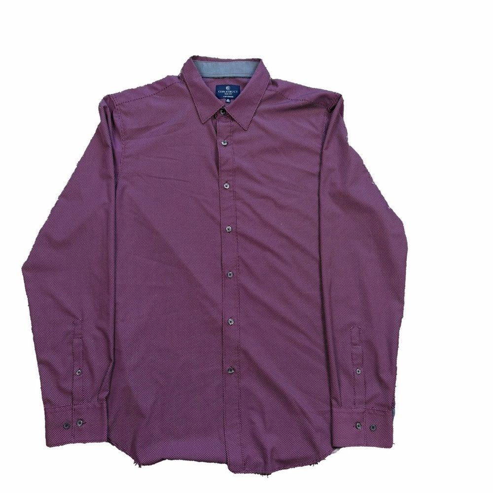 CONSTRUCT Burgundy Stretch Slim Fit Dress Shirt XL Tall